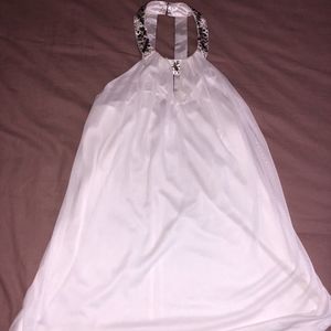 Sequin Hearts White Beaded Neck Dress Size M